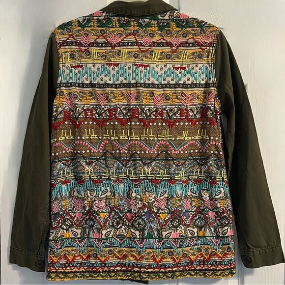 Zara Cargo Jacket Embroidered Back Size Small - Picture 3 of 8